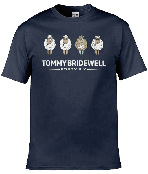 Tommy Bridewell TB46 Sheeps 46 t-shirt — navy blue with cartoon sheep design