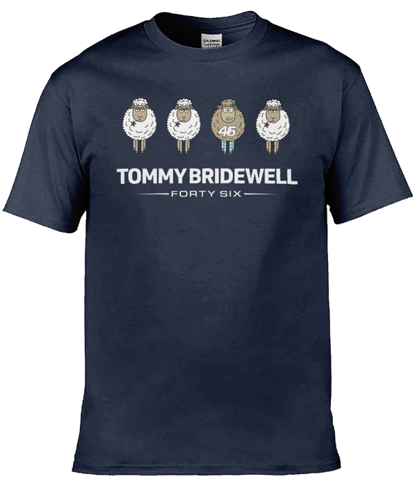 Tommy Bridewell TB46 Sheeps 46 t-shirt — navy blue with cartoon sheep design